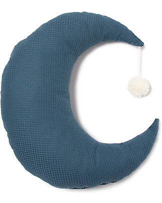 Nobodinoz Pierrot Moon Cushion, Night Blue - 36x32 cm - Organic cotton Cushions
