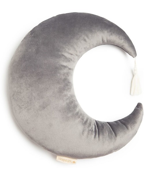 Nobodinoz Pierrot Moon Velvet Cushion - Slate Grey - 36x32x6 cm Cushions