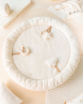Nobodinoz Playmat Growing Green Sky - Honey Dots/Natural Organic Cotton Playmats