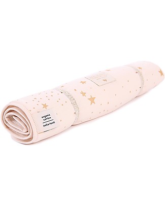 Nobodinoz Portable Changing Pad Nomad, Gold Stella/Dream Pink - Organic cotton Travel Changing Mats
