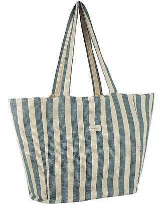Nobodinoz Portofino Beach Bag - Blu Stripes - Organic Cotton Tote Bags