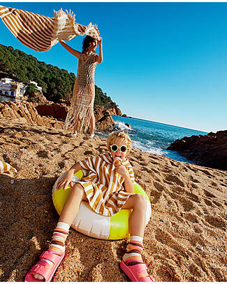 Nobodinoz Portofino Beach Towel - Honey Waves Waffle - Organic Cotton Towels And Flannels