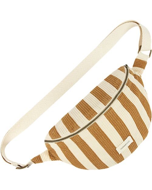 Nobodinoz Portofino Belt Bag - Honey Stripes Waffle - Organic Cotton - 31x20x10 cm Pouch