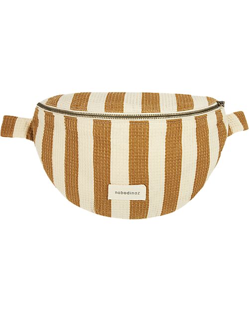 Nobodinoz Portofino Belt Bag - Honey Stripes Waffle - Organic Cotton - 31x20x10 cm Pouch