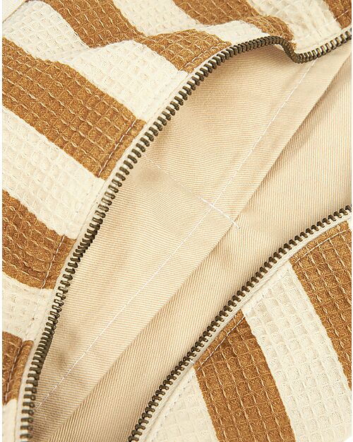 Nobodinoz Portofino Belt Bag - Honey Stripes Waffle - Organic Cotton - 31x20x10 cm Pouch