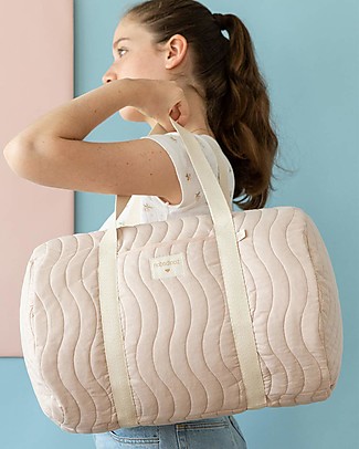 Nobodinoz Quilted Weekend Bag Los Angeles, Bloom Pink - Organic cotton Diaper Changing Bags & Accessories