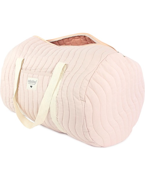 Nobodinoz Quilted Weekend Bag Los Angeles, Bloom Pink - Organic cotton Diaper Changing Bags