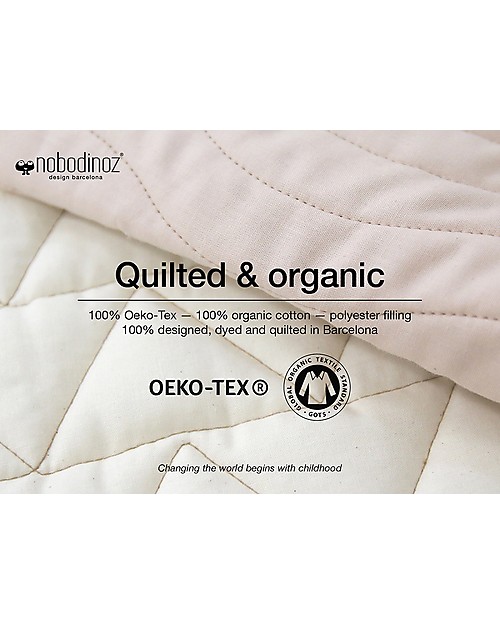 Nobodinoz Quilted Weekend Bag Los Angeles, Bloom Pink - Organic cotton Diaper Changing Bags