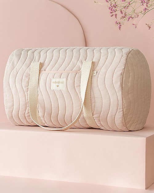 Nobodinoz Quilted Weekend Bag Los Angeles, Bloom Pink - Organic cotton Diaper Changing Bags