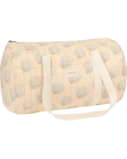 Nobodinoz Quilted Weekend Bag Stories, Blue Gatsby/Cream - Organic cotton Diaper Changing Bags