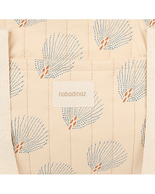 Nobodinoz Quilted Weekend Bag Stories, Blue Gatsby/Cream - Organic cotton Diaper Changing Bags