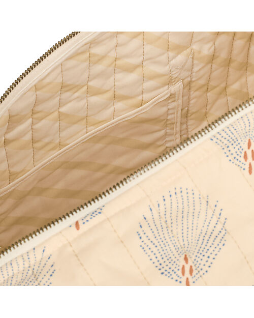 Nobodinoz Quilted Weekend Bag Stories, Blue Gatsby/Cream - Organic cotton Diaper Changing Bags