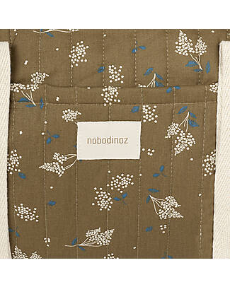 Nobodinoz Quilted Weekend Bag Stories, Brown Lilac - Organic cotton Diaper Changing Bags
