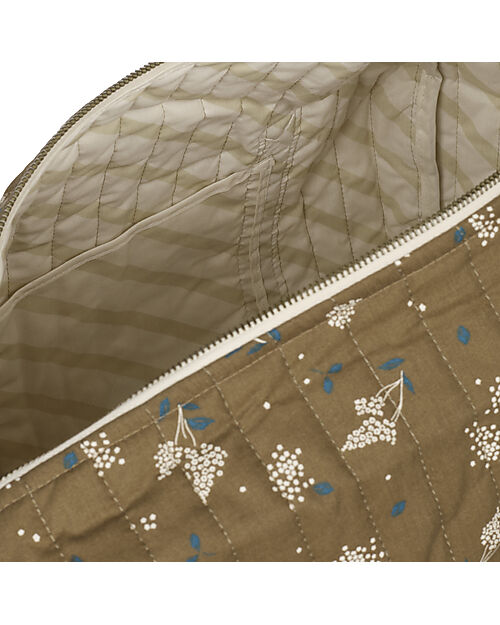 Nobodinoz Quilted Weekend Bag Stories, Brown Lilac - Organic cotton Diaper Changing Bags
