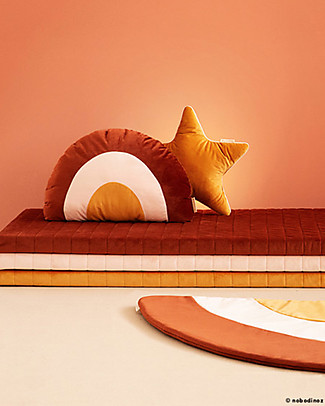 Nobodinoz Rainbow Brown Cushion - 50x35 cm - Organic cotton Cushions