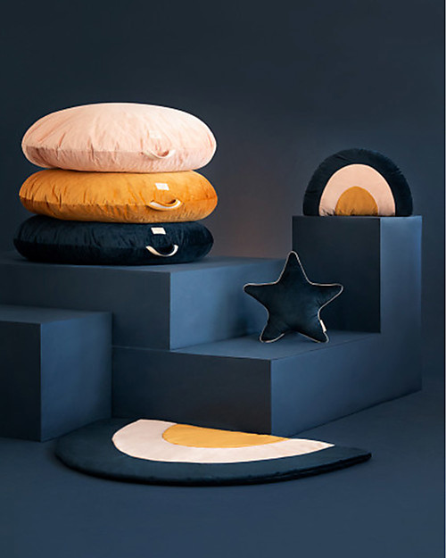 Nobodinoz Rainbow Velvet Night Blue Playmat - 105x70 cm Cushions