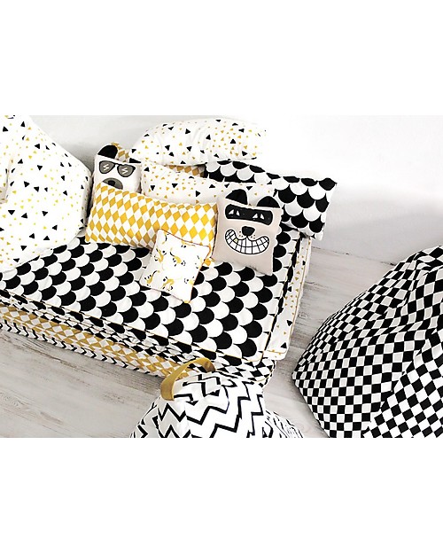 Nobodinoz Rectangular Cushion Neptune, Black Scales - 40x60 cm - 100% organic cotton Cushions