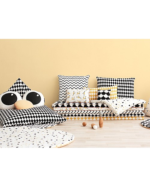 Nobodinoz Rectangular Cushion Neptune, Black Scales - 40x60 cm - 100% organic cotton Cushions