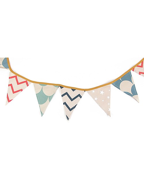 Nobodinoz Rio Garland, Zig Zag - 221 cm - Organic cotton Wall Decorations