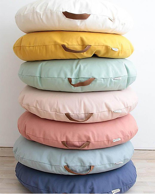 Nobodinoz Round Beanbag Sahara, Aegean Blue - Organic cotton Pouf