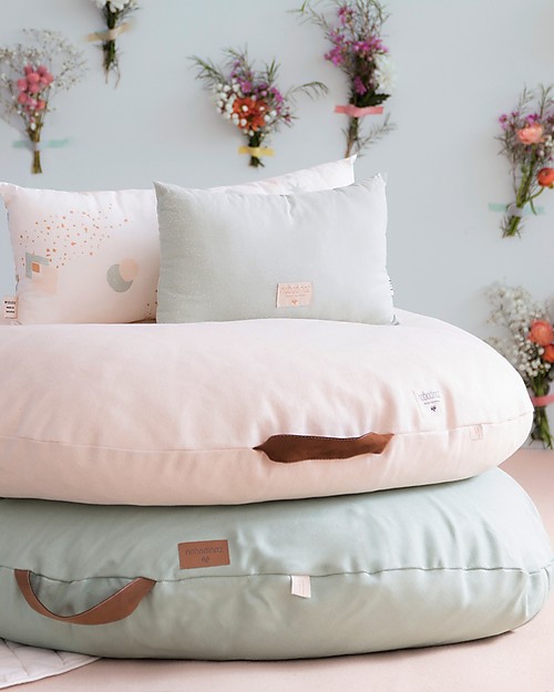 Nobodinoz Round Beanbag Sahara, Green Provence - Organic cotton Pouf