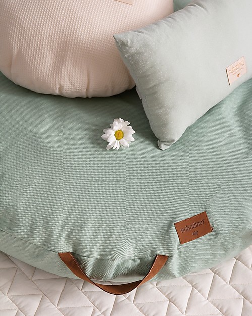Nobodinoz Round Beanbag Sahara, Green Provence - Organic cotton Pouf
