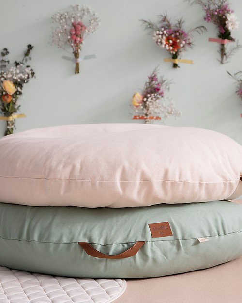 Nobodinoz Round Beanbag Sahara, Green Provence - Organic cotton Pouf