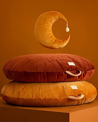 Nobodinoz Round Beanbag Sahara - Wild Brown - Quilted Eco-velvet Cushions