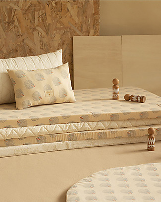 Nobodinoz Saint Barth Mattress and Playmat - Blue Gatsby/Cream - 120x60x4 cm - Organic cotton Playmats
