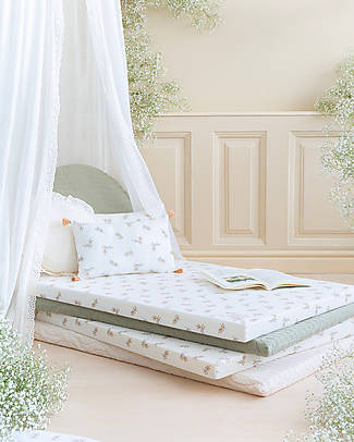 Nobodinoz Saint Barth Mattress and Playmat - Flore - 120x60x4 cm - Organic Cotton Padded Playmats
