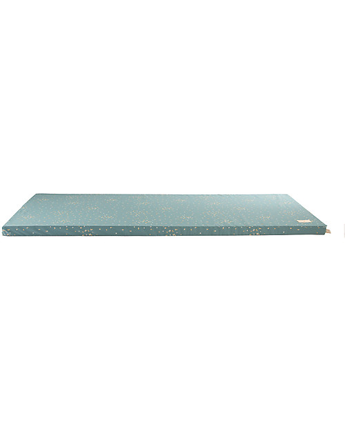 Nobodinoz Saint Barth Mattress and Playmat, Gold Confetti/Magic Green - 120x60x4 cm - Organic cotton Padded Playmats