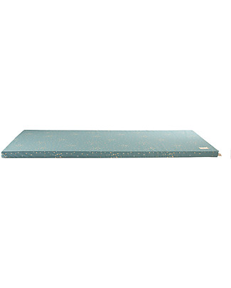 Nobodinoz Saint Barth Mattress and Playmat, Gold Confetti/Magic Green - 120x60x4 cm - Organic cotton Playmats