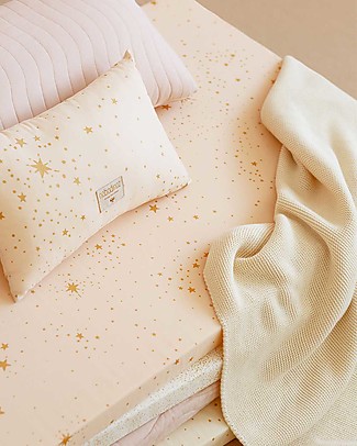Nobodinoz Saint Barth Mattress and Playmat, Gold Stella/Dream Pink - 120x60x4 cm - Organic cotton Playmats