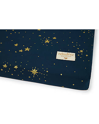 Nobodinoz Saint Barth Mattress and Playmat - Gold Stella/Night Blue - 120x60x4 cm - Organic Cotton Padded Playmats