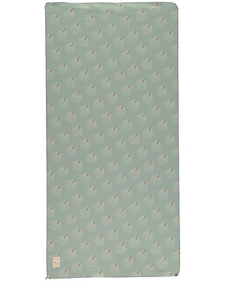 Nobodinoz Saint Barth Mattress and Playmat - White Gatsby/Green - 120x60x4 cm - Organic cotton Playmats