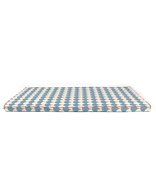 Nobodinoz Saint Tropez Mattress and Playmat, Blue Scales - 120x60x4 cm - Organic cotton Playmats