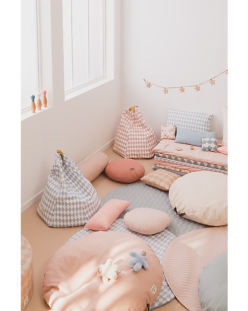 Nobodinoz Saint Tropez Mattress and Playmat, Blue Scales - 120x60x4 cm - Organic cotton Playmats