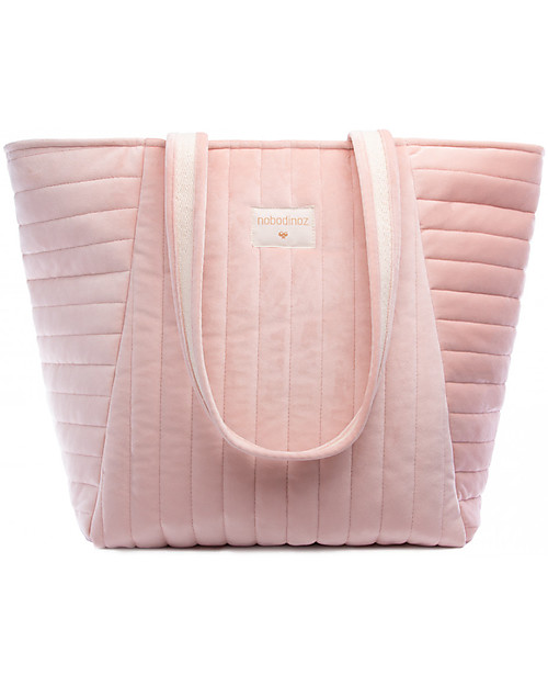 Nobodinoz Savanna Maternity Bag, Bloom Pink - Eco-Velvet Diaper Changing Bags