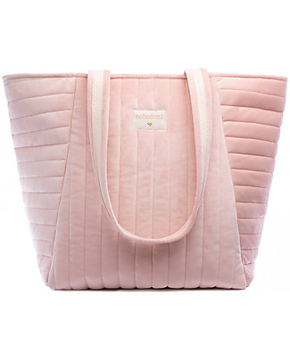 Nobodinoz Savanna Maternity Bag, Bloom Pink - Eco-Velvet Diaper Changing Bags