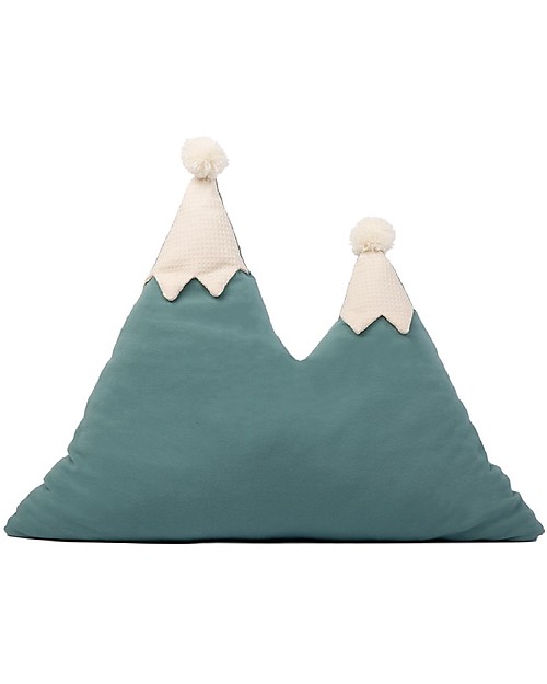 Nobodinoz Snowy Mountain Cushion - Magic Green - Organic cotton Cushions