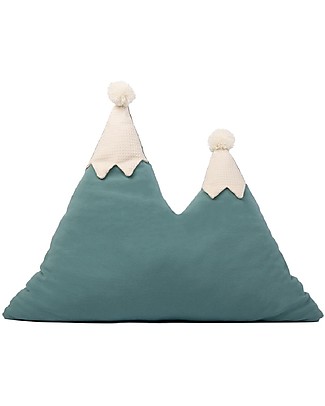 Nobodinoz Snowy Mountain Cushion - Magic Green - Organic cotton Cushions