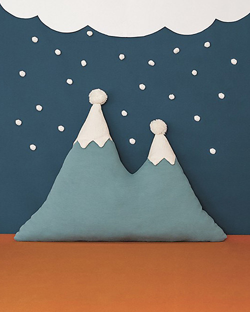 Nobodinoz Snowy Mountain Cushion - Magic Green - Organic cotton Cushions