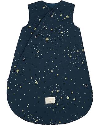 Nobodinoz Snowy Warm Sleeping Bag 0-6Months - TOG 3.5 - Gold Stella Night Blue - Oeko-Tex Organic Cotton Sleeping Bags