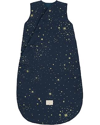 Nobodinoz Snowy Warm Sleeping Bag 6-18Months - TOG 3.5 - Gold Stella Night Blue - Oeko-Tex Organic Cotton Sleeping Bags