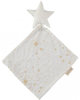 Nobodinoz Star Doudou, Gold Stella/White - 30x30 cm - Organic cotton Doudou & Comforters