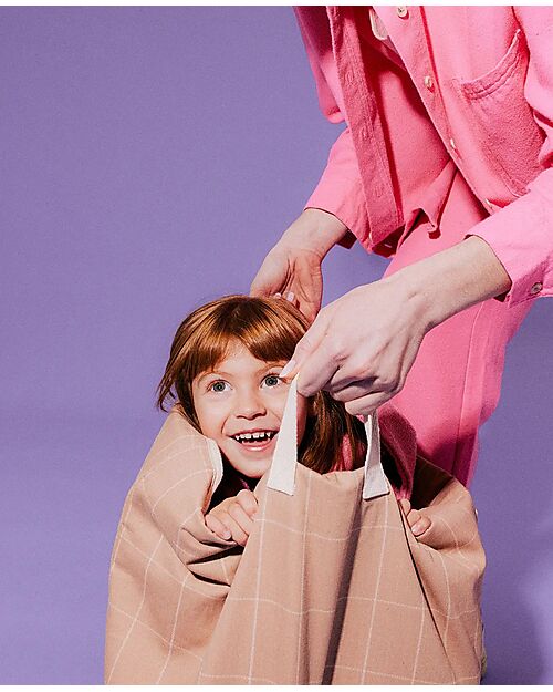 Nobodinoz Storage Basket - Taupe Grid - 41x37x37 cm Storage organisers