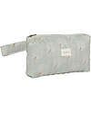 Nobodinoz Stories Toiletry Case - White Gatsby/Antique Green - 100% Organic Cotton Makeup Bags and Pouches