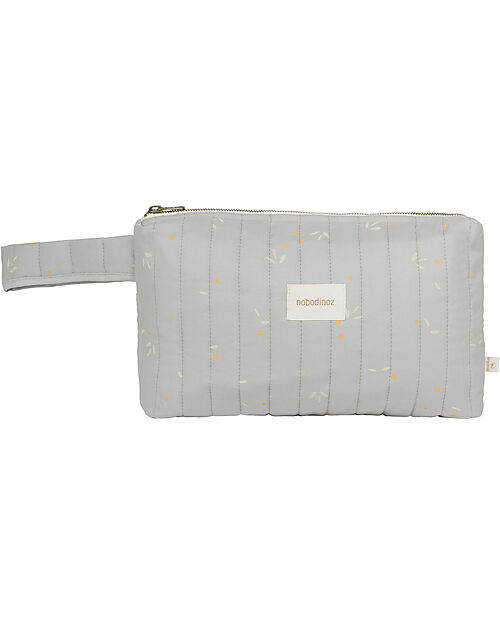 Nobodinoz Stories Toiletry Case - Willow Soft Blue - 100% Organic Cotton Makeup Bags and Pouches