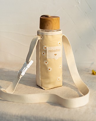 Nobodinoz Sunshine Bottle Holder - Daisies - Organic cotton Metal Bottles