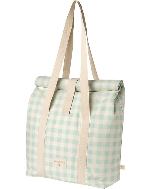 Nobodinoz Sunshine Family Cooler Bag - Vichy Opaline - Organic Cotton Thermal Containers